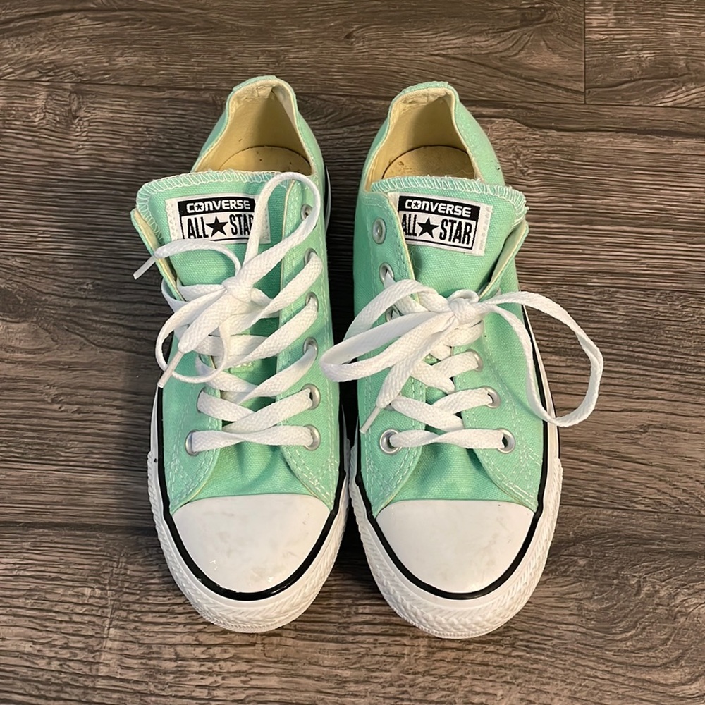 Mint green converse shoes